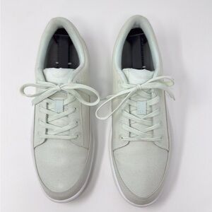 Allbirds Plant Pacer Sneaker in Dreamy Green Blizzard. Vegan leather. Comfort. 7